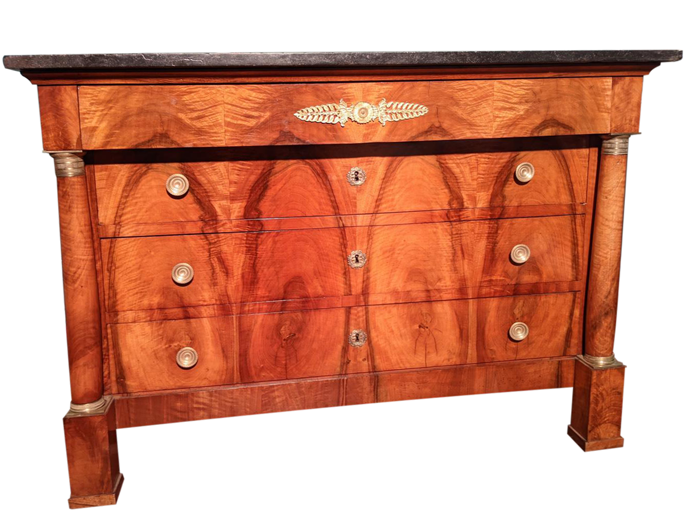 Empire chest of drawers with black marble top