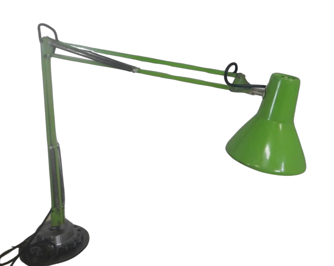 Lampada scrivania industriale design Emmedi in metallo verde, anni '70