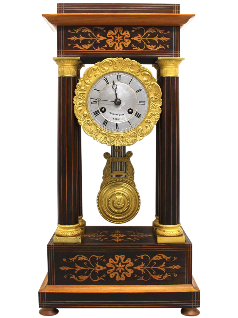 Antique Charles X pendulum clock in inlaid rosewood, 1800