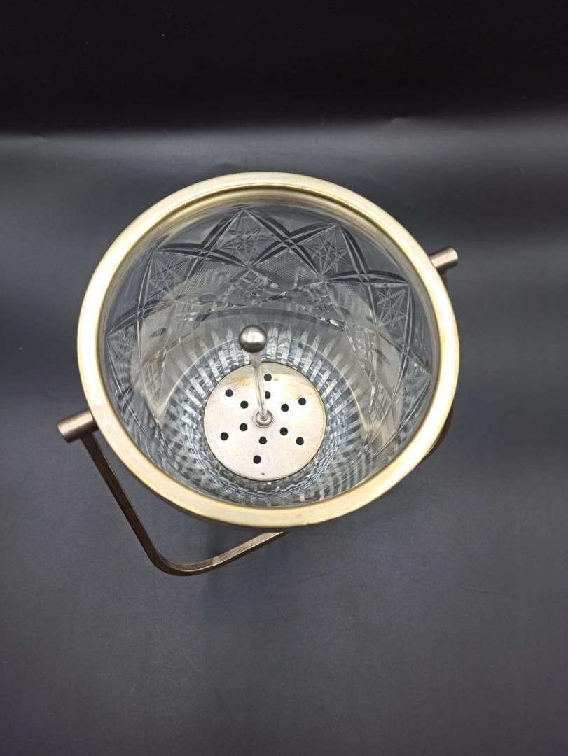 Vintage crystal ice bucket with ice strainer Grand Vintage