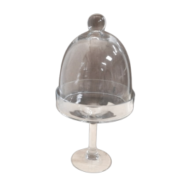 Vintage glass dome pastry stand, 1980s