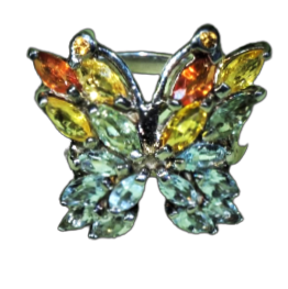 Anello farfalla stile Art Déco con Zaffiro e Acquamarina                            