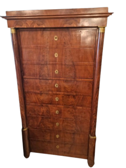 Antique Empire chest of drawers from 1850 in mahogany feather with bronzes