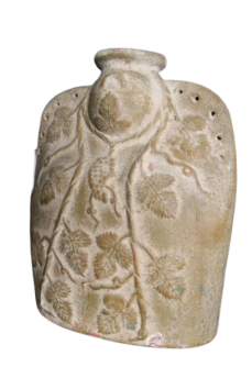 Antique 17th century terracotta pilgrim's flask with decorations