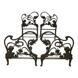 Antique Art Nouveau double bed in cast iron, late 19th century