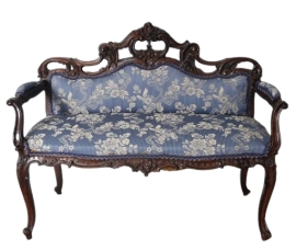 Antique finely carved small sofa from the 19th century