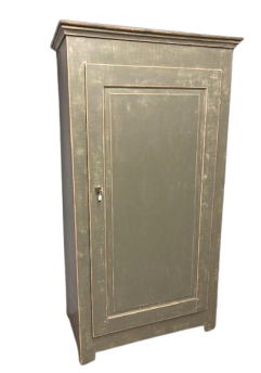 Antique sage green lacquered Provençal cupboard, late 19th century  