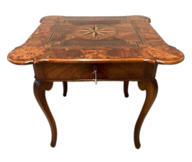 Antique game table with precious Rolo inlays, late 18th century
