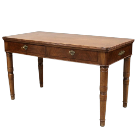 Antique Charles X desk table in walnut with bronzes, Italy 1800s