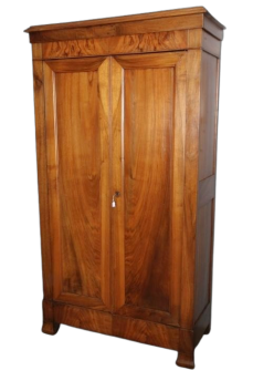 Antique Louis Philippe small wardrobe from 1850 in solid blond walnut