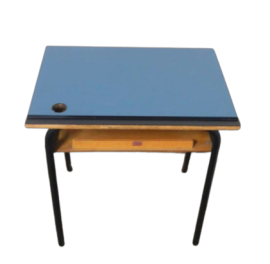 Vintage school desk in blue formica, 1970s