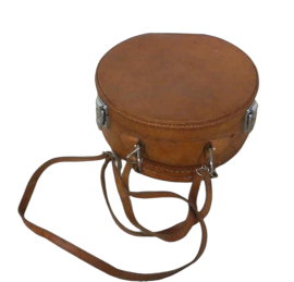 Vintage round leather handbag briefcase, 1980s