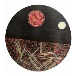 Bruno Carlino - Globe, dipinto a tempera, smalto e metallo su tavola, 2020                            