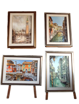 Bruno Introvigne - Set of Venice landscapes paintings                      
                            