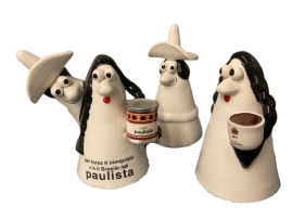 Set of advertising characters Carmencita and Caballero from Carosello in ceramic, 1960s