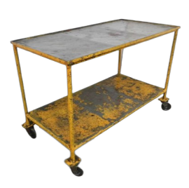 Vintage industrial trolley in yellow lacquered iron, 1960s              