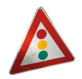 Vintage 80s Italian traffic light road sign
