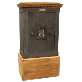 Haffner Frères antique safe in iron and wood