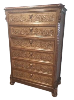 Antique 19th century carved walnut tallboy chest of drawers