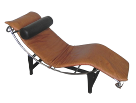 Bauhaus-inspired chaise longue in cognac brown leather, 1980s