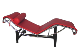 Chaise longue stile Bauhaus in vera pelle rossa, recente produzione