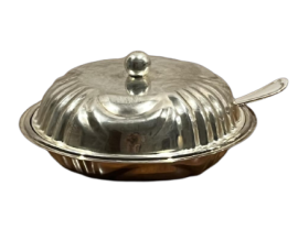 Silver tureen bowl with lid and spoon, 1940s
