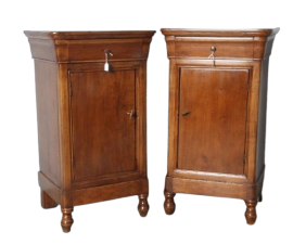 Pair of tall antique Capuchin bedside tables from the Louis Philippe era, 1840          
                            