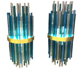 Pair of wall lights with Murano glass rods, art deco style                          
                            