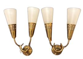 Pair of cone-shaped appliques by Oscar Torlasco, Mid-century 1950s