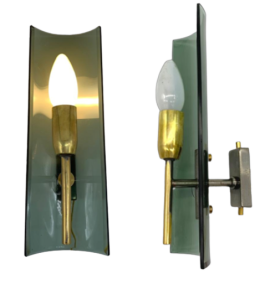Pair of Veca wall lamps in smoked glass        
