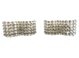 Coppia di appliques con gocce in cristallo ottagonali, Italia anni '80