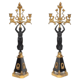 Coppia di candelabri Flambeaux antichi dei primi dell'800