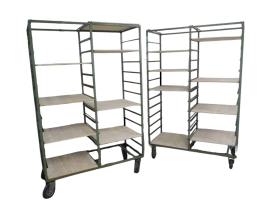 Pair of industrial ceramist trolleys with shelves, 1960s
