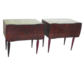 Pair of 1950s bedside tables with glass top