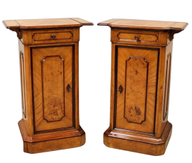 Pair of antique briar bedside tables with extendable top, Italy 19th century  