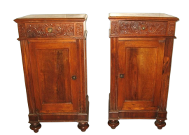 Pair of antique carved bedside tables from the early 1900s