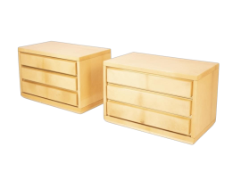 Pair of parchment bedside tables designed by Aldo Tura for Tura Milano