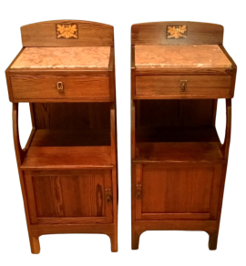 Pair of Liberty bedside tables with red Verona marble top        