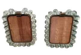 Pair of wavy Murano artistic glass frames from the 1940s          
                            