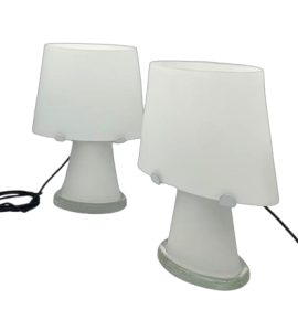 Pair of oval table lamps in Murano glass attributed to Fontana Arte