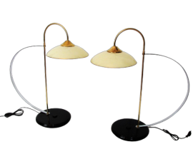 Pair of vintage 70s minimalist table lamps                        
                            