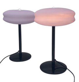 Pair of Fenice lamps by Stefano Marcato for Luce in lilac Murano glass