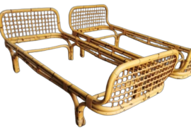 Coppia di letti in bamboo vintage anni '60                            