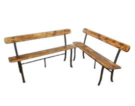 Pair of rustic wooden benches from the 1950s  