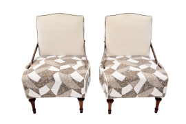Pair of vintage design armchairs with double-sided backrests