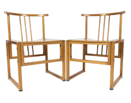 Coppia di sedie Bernini quadrate in faggio