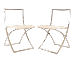 Coppia di sedie pieghevoli Luisa di Marcello Cuneo per Mobel, anni '70                            