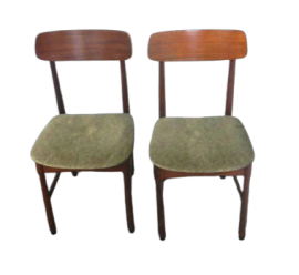 Coppia di sedie vintage imbottite con velluto verde                           
                            