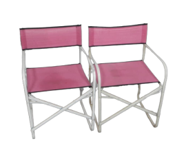 Pair of vintage folding camping chairs                          
                            