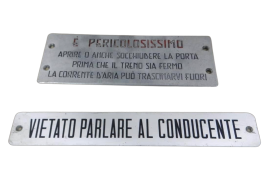 Pair of Italian State Railways metal plates, 1960s      
